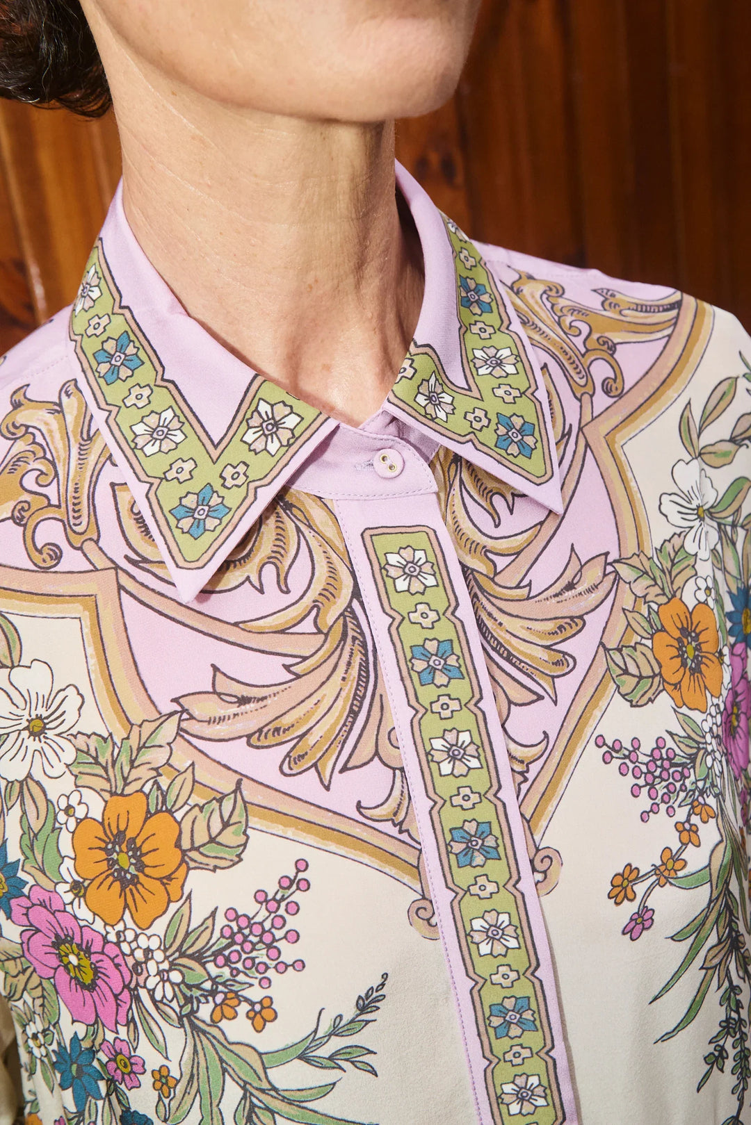 Long-sleeve midi dress with floral baroque print – SERENALWI