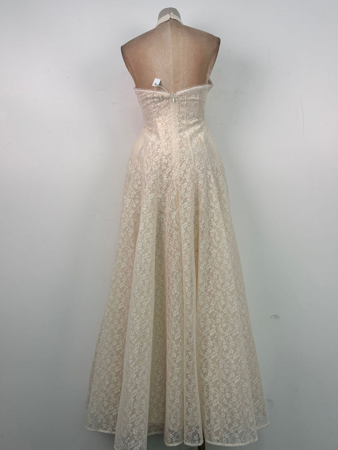 lace halter neck maxi dress with floral trim – LACE