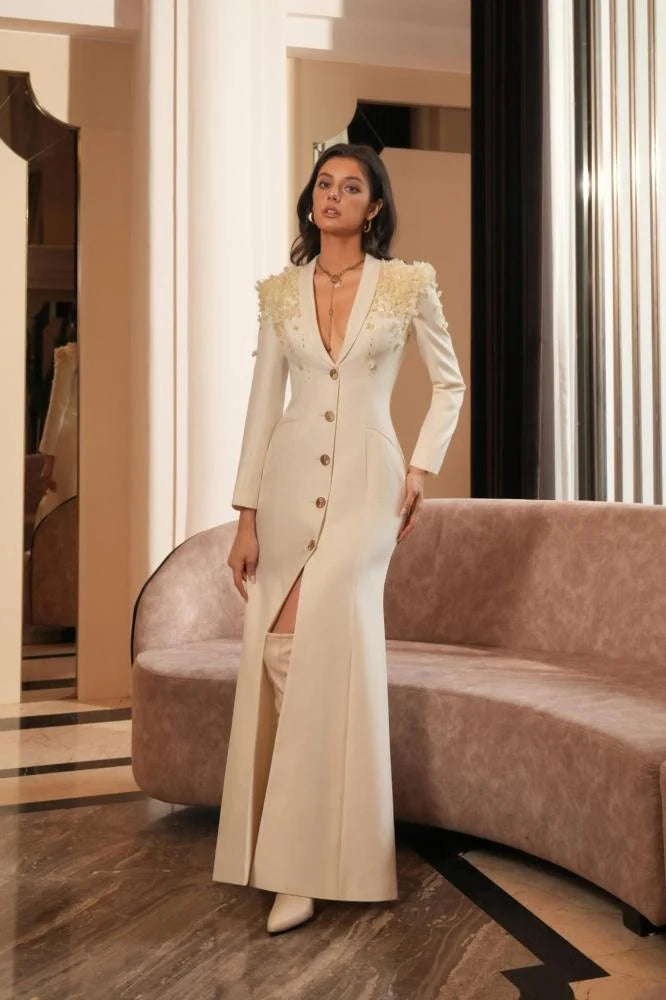 embellished shoulder tailored gown – Jollen