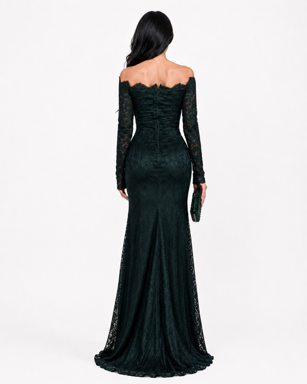 Lace Mermaid Maxi Dress - Emerald