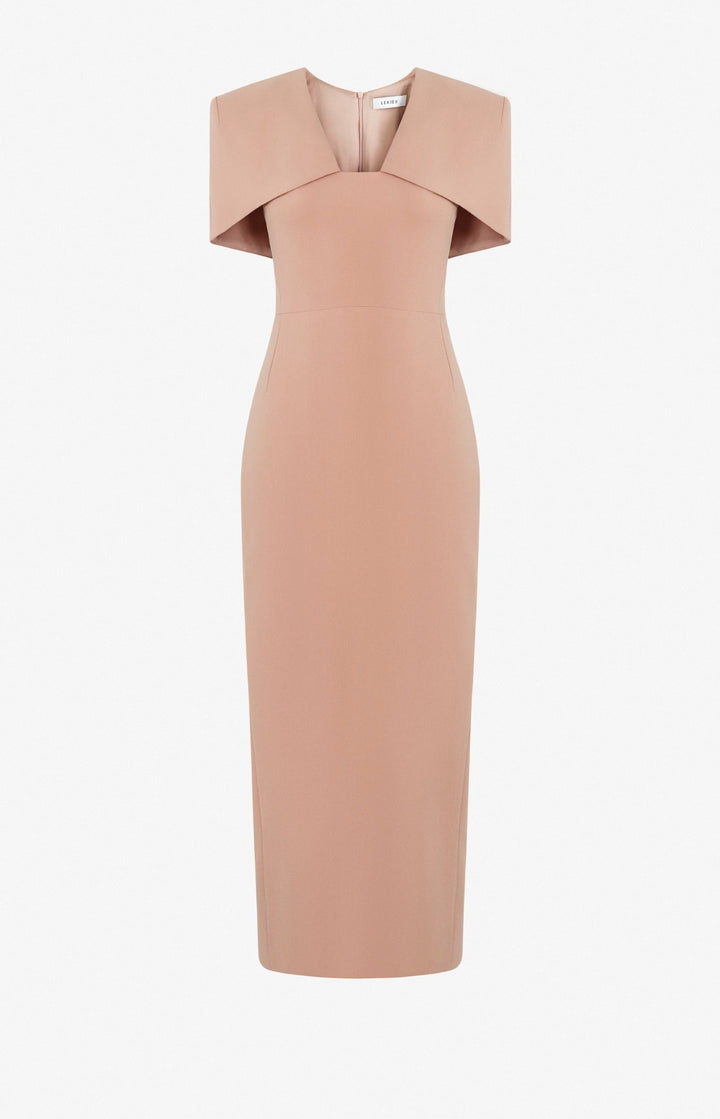 structured cape-shoulder midi dress – EIILE