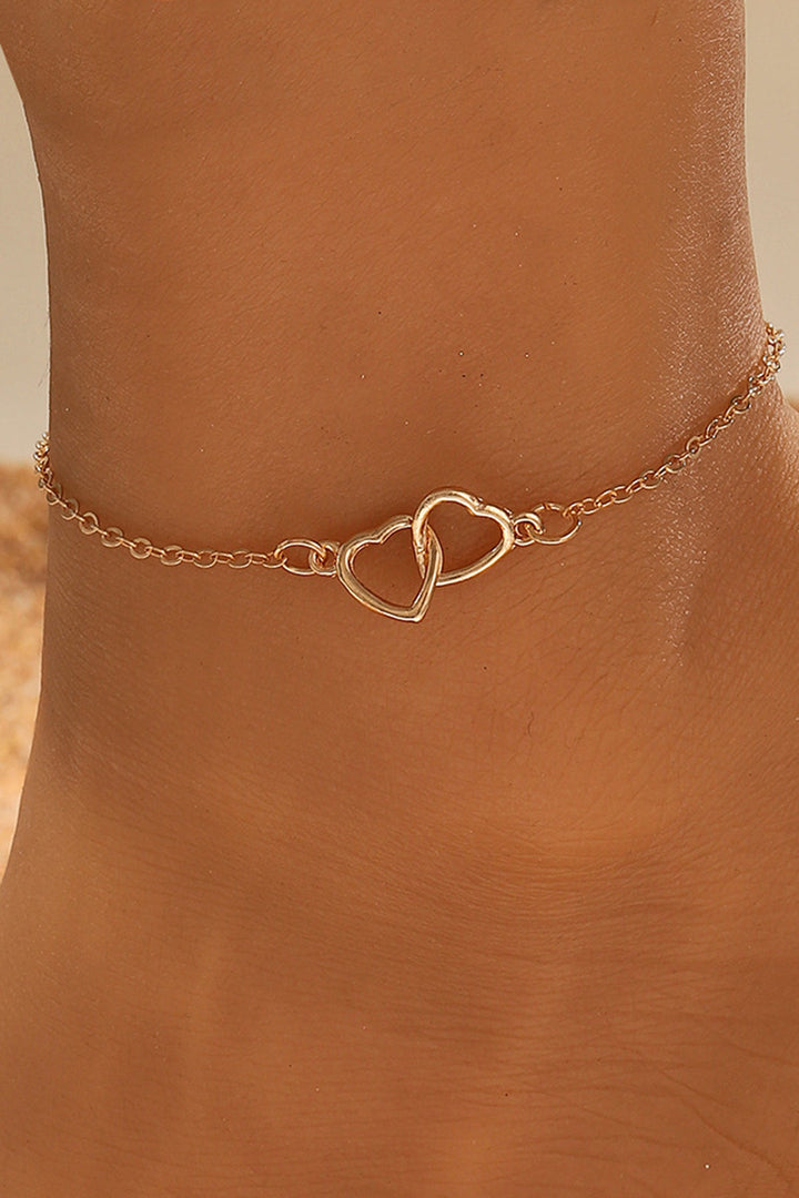 Metal Heart-Shaped Hollow Interlocking Anklet