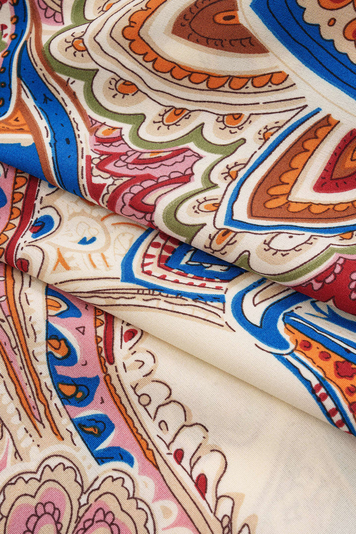 Bohemian Print Knotted Tie Front High Waist Shorts