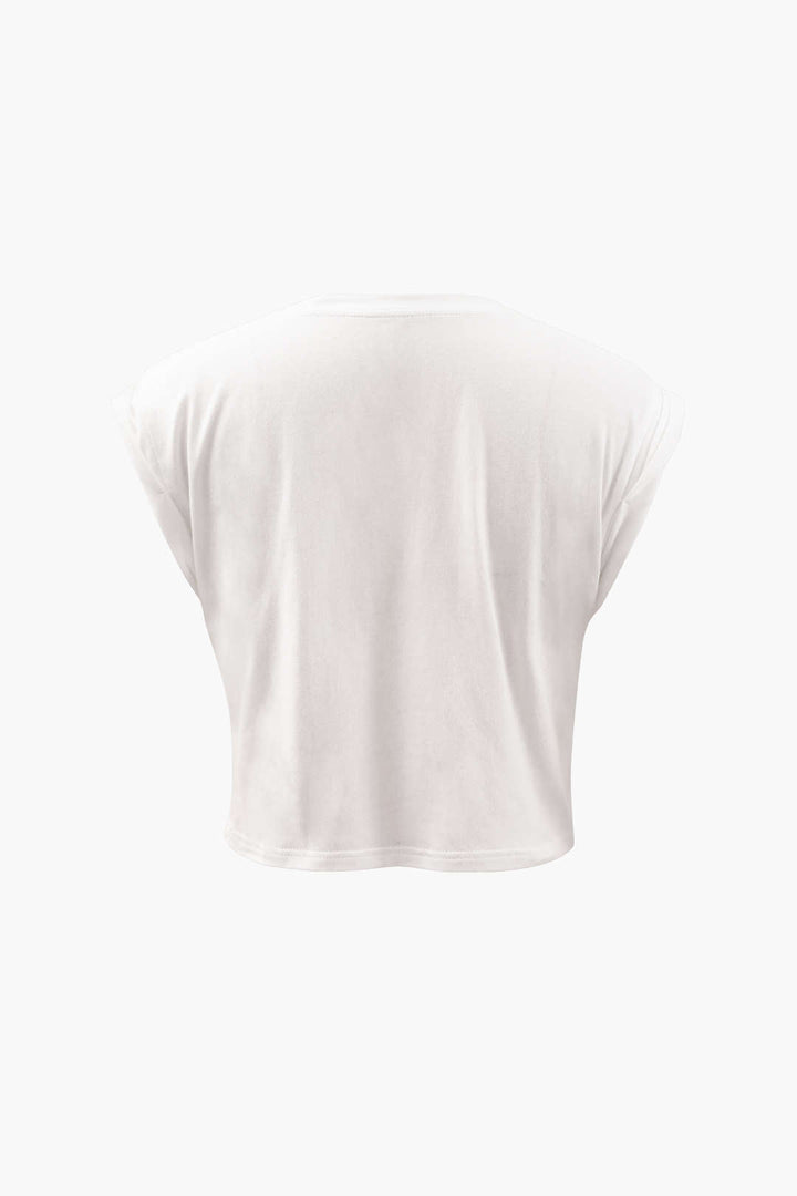 Flower Print Hem Knotted Short Sleeve T-Shirt