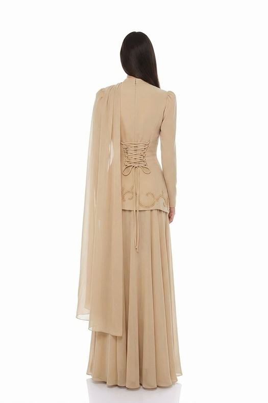 Flowing Cape Evening Gown - Serena