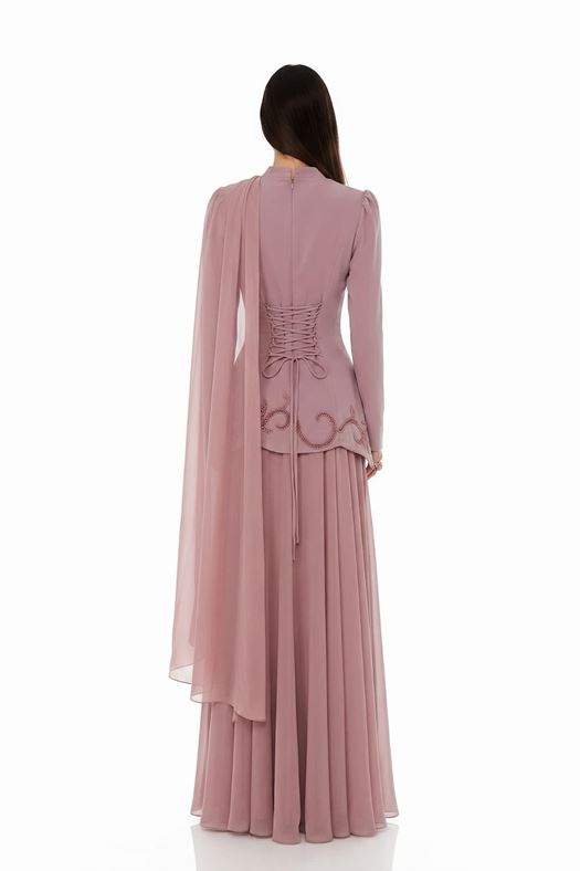 Flowing Cape Evening Gown - Serena