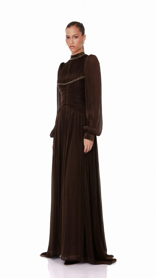 Pleated Maxi Dress with Gathered Waist Detail - SNYAI