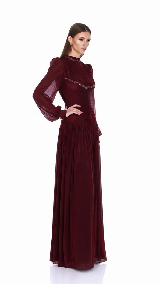 Pleated Maxi Dress with Gathered Waist Detail - SNYAI