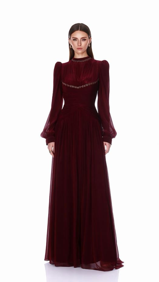 Pleated Maxi Dress with Gathered Waist Detail - SNYAI