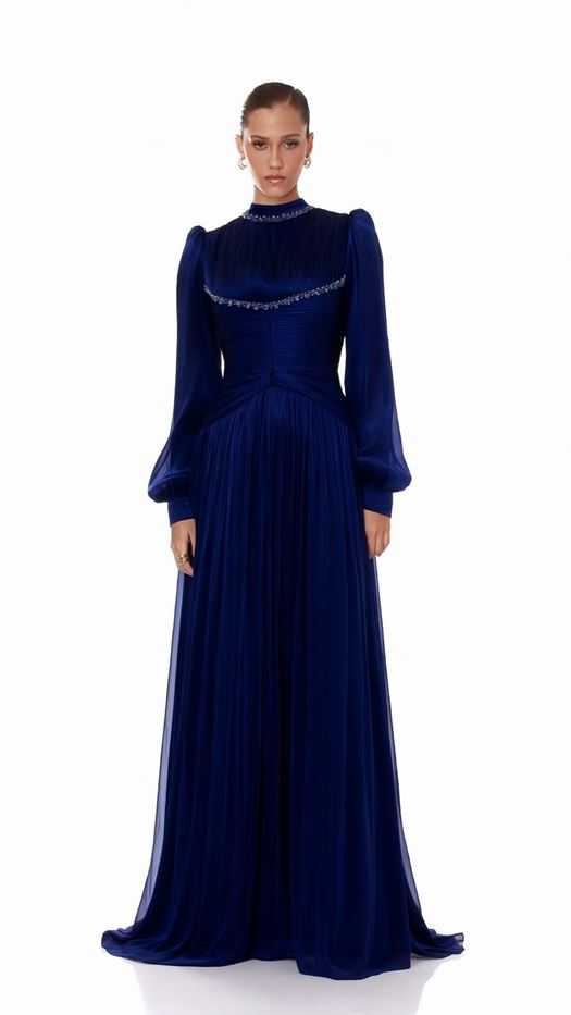 Pleated Maxi Dress with Gathered Waist Detail - SNYAI