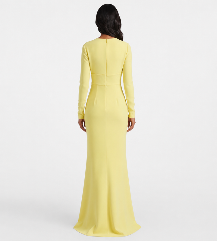 Lemon Yellow Bow Detail Mermaid Gown - Soleil