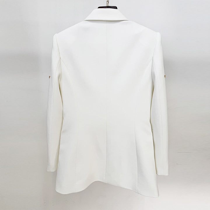 tailored blazer with metallic butterfly embellishments – IVORY