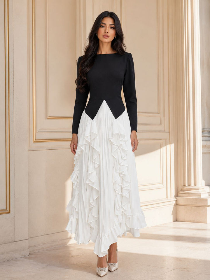 Contrast Ruffle Maxi Dress - Harmony