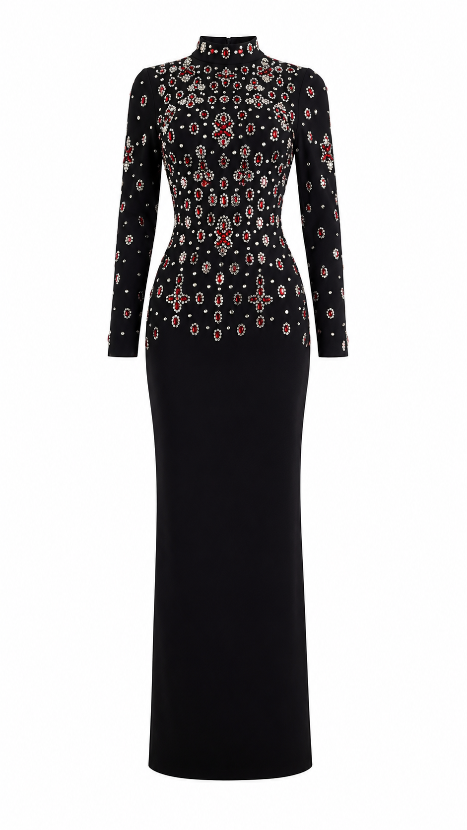 Embellished High-Neck Evening Gown - Royale