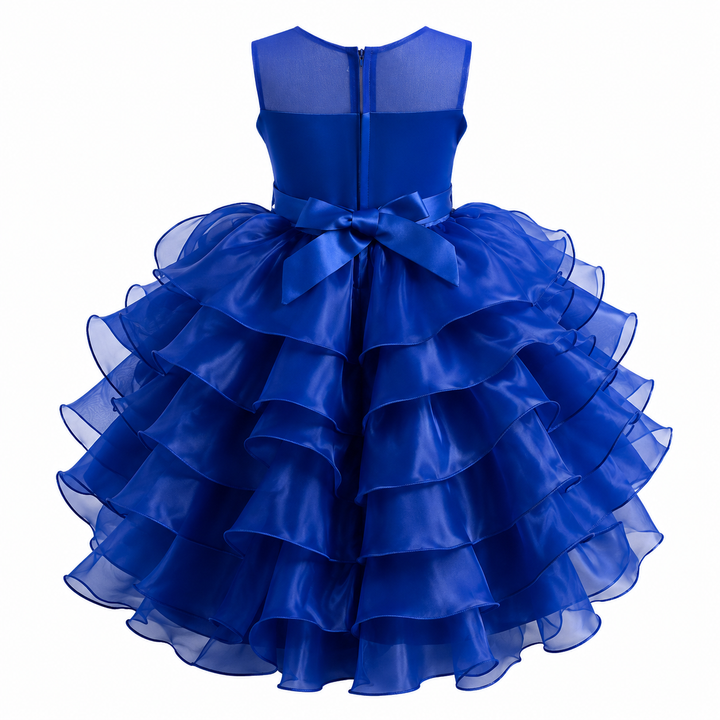 Royal Bloom Layered Princess Dress — Sapphire
