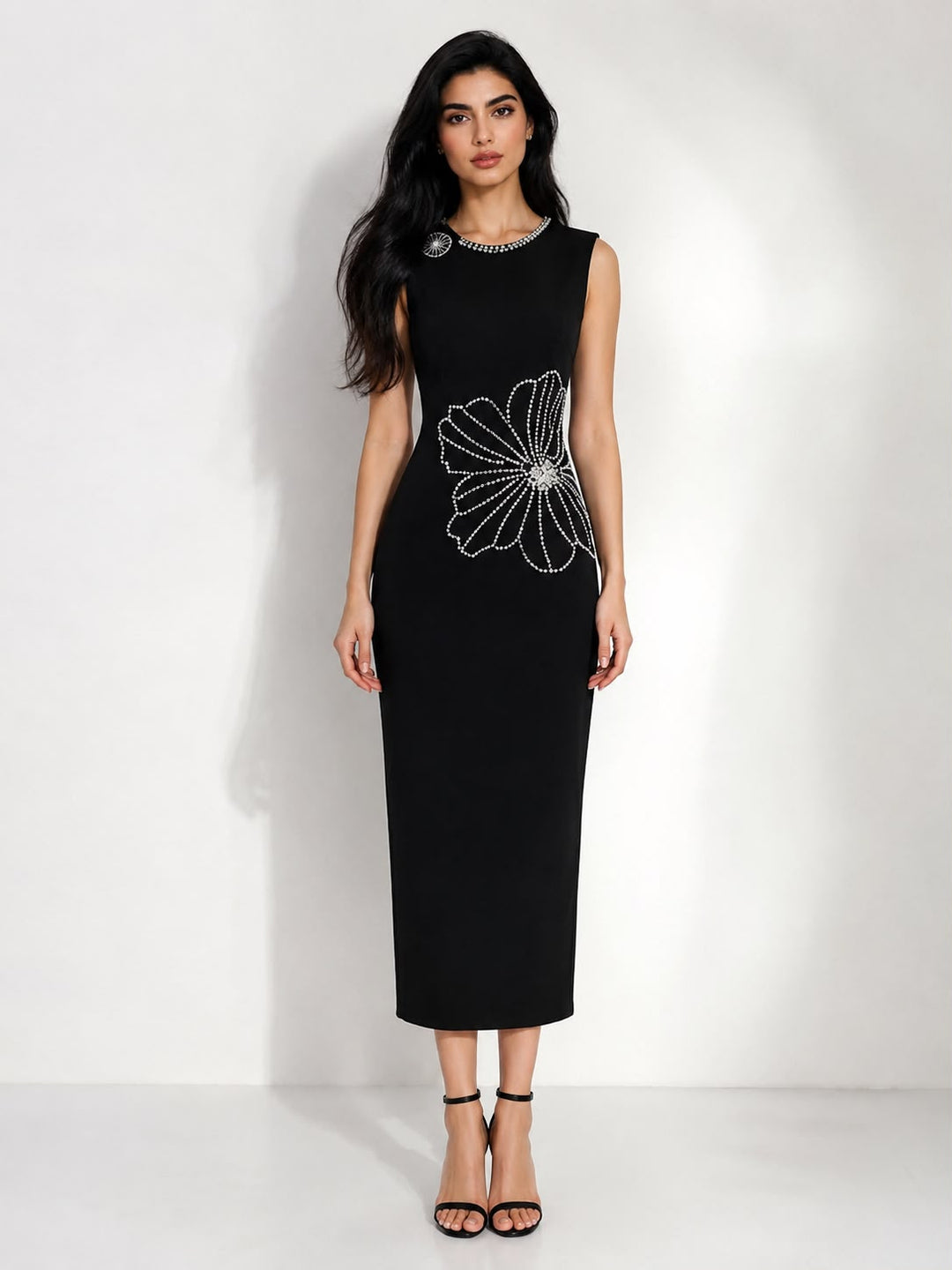 Crystal Floral Sheath Midi Dress - Blossom