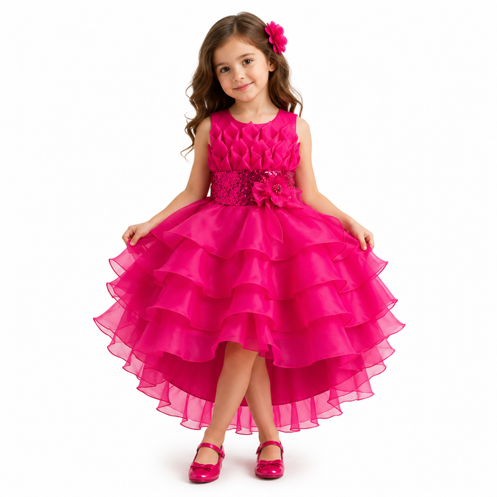 Royal Bloom Layered Princess Dress — Sapphire