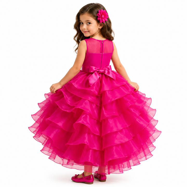 Royal Bloom Layered Princess Dress — Sapphire