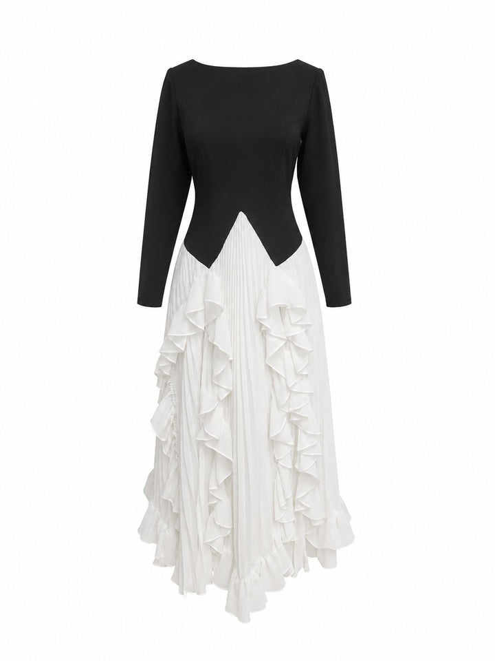 Contrast Ruffle Maxi Dress - Harmony