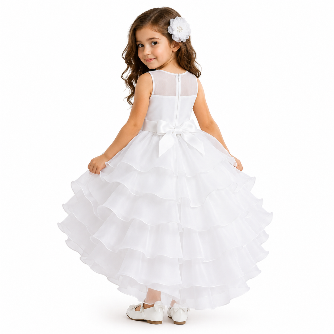 Royal Bloom Layered Princess Dress — Sapphire