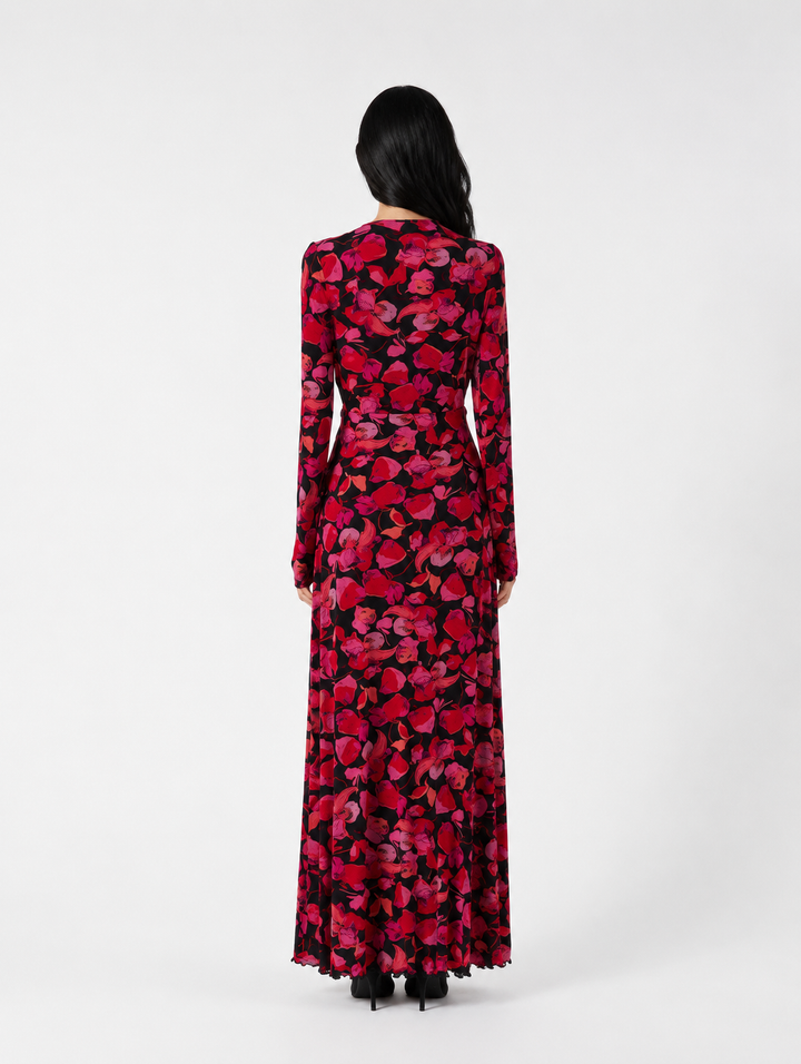 Rose Noir Floral Twist Maxi Dress - Enchant