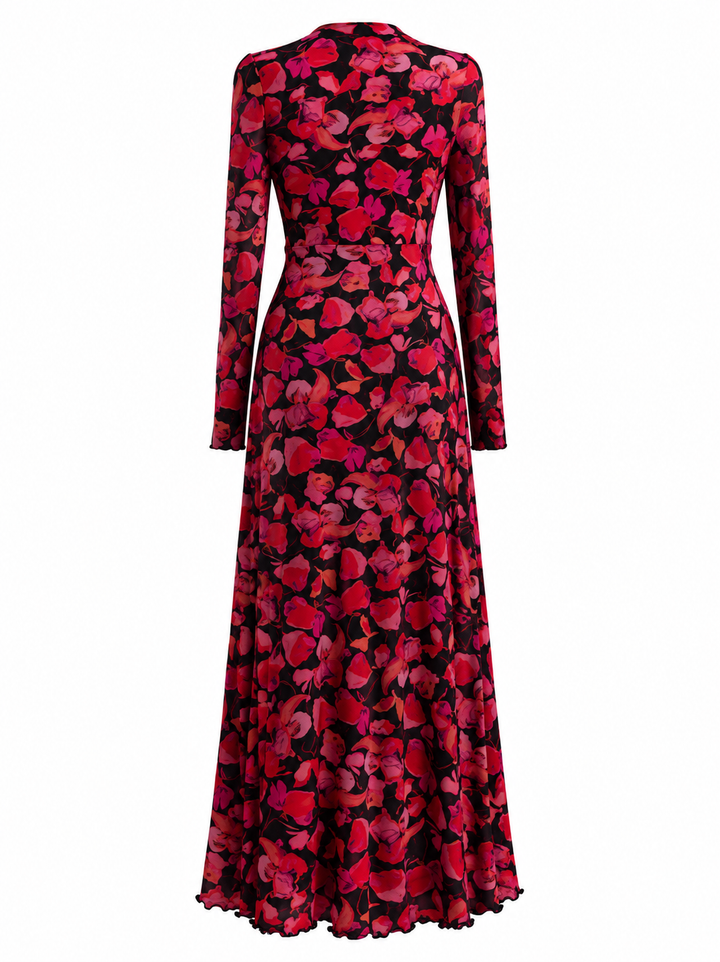 Rose Noir Floral Twist Maxi Dress - Enchant