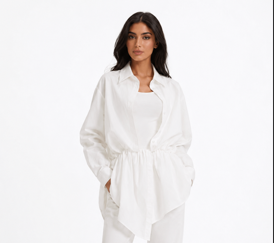 Layered Shirt-Waist Tank Top – Ivory