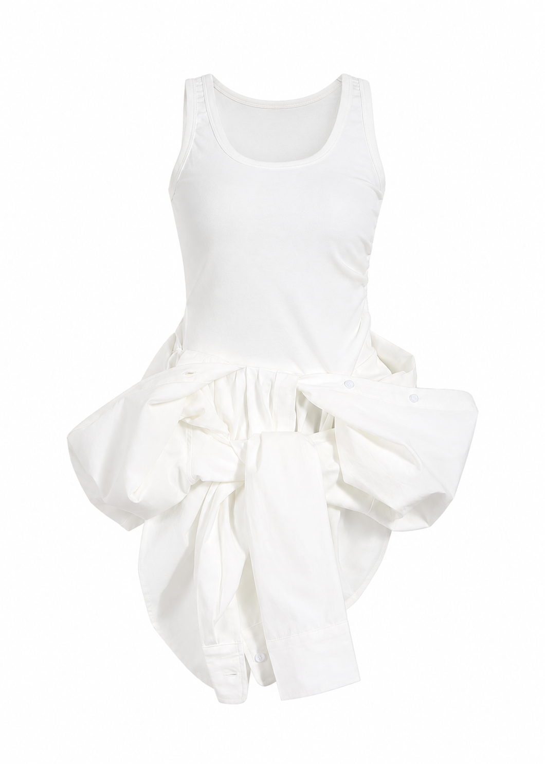 Layered Shirt-Waist Tank Top – Ivory