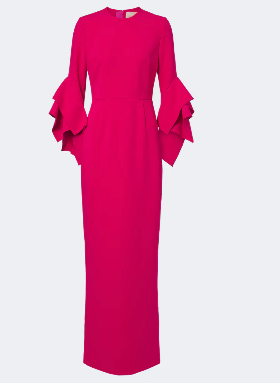 Ruffled-Sleeve Column Gown - Fuchsia