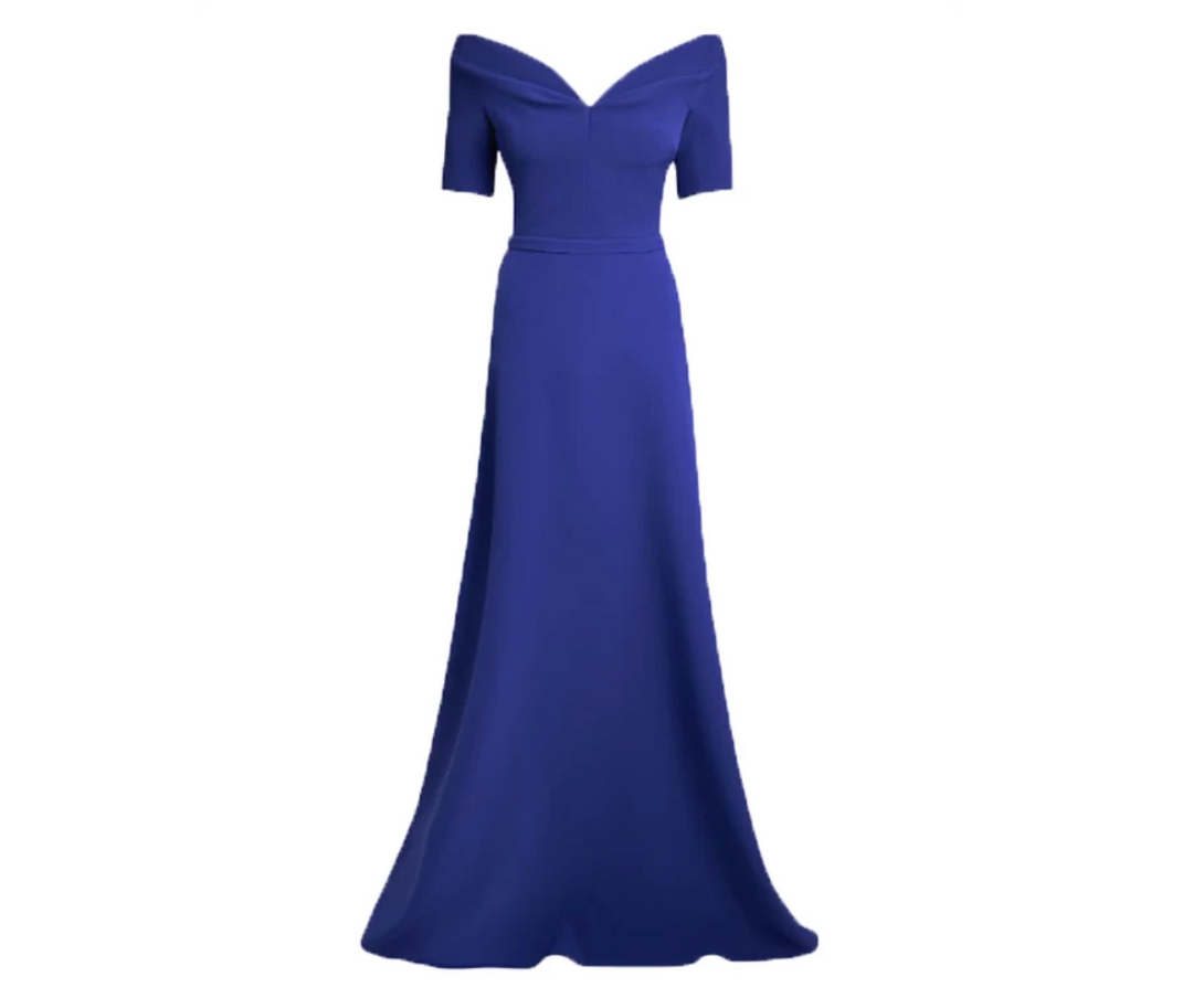 Off-Shoulder A-Line Maxi Dress – Cobalt