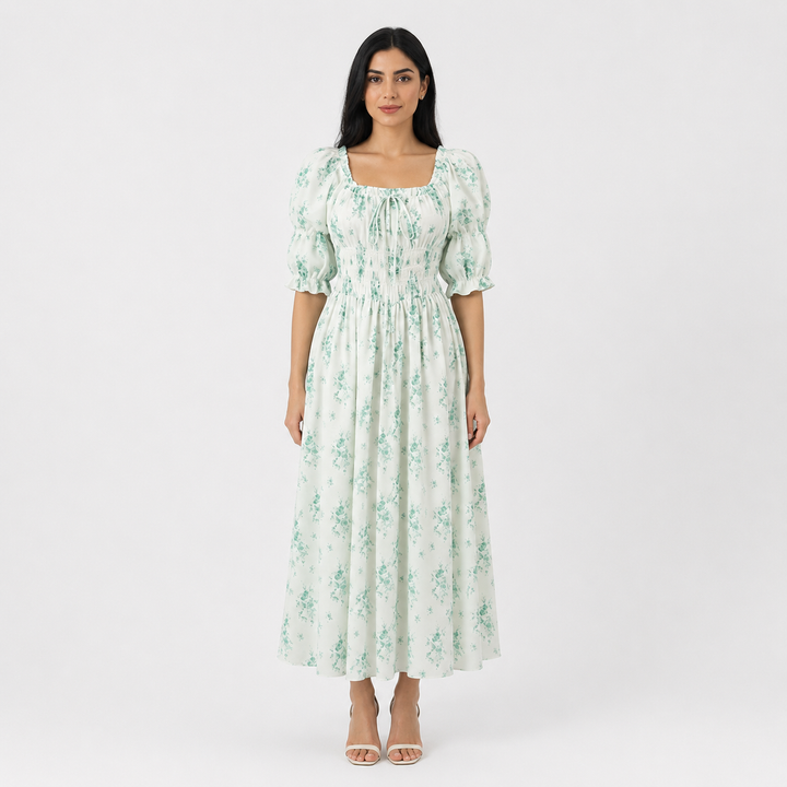 Mint Blossom Smocked Maxi Dress - Delight