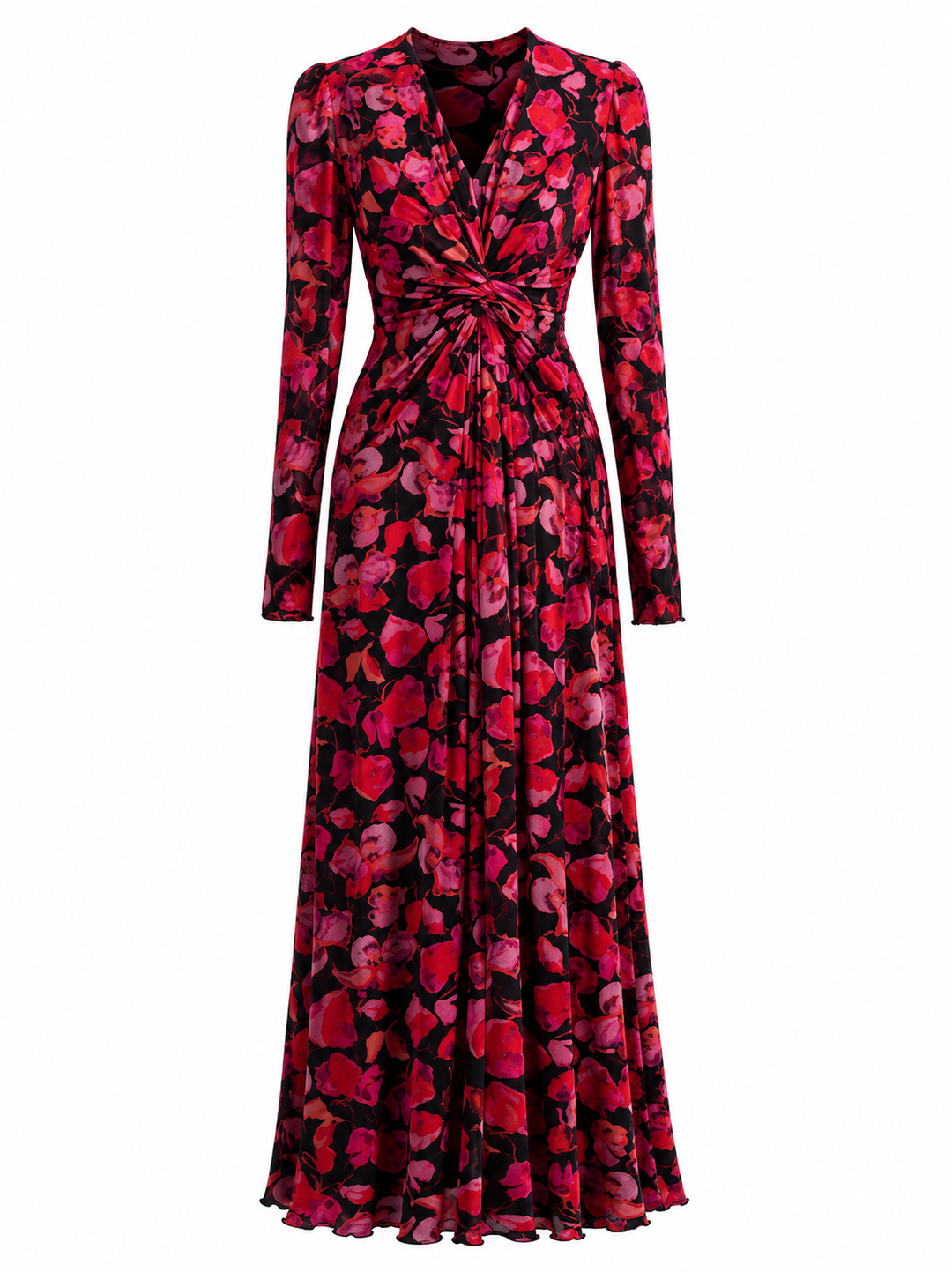Rose Noir Floral Twist Maxi Dress - Enchant