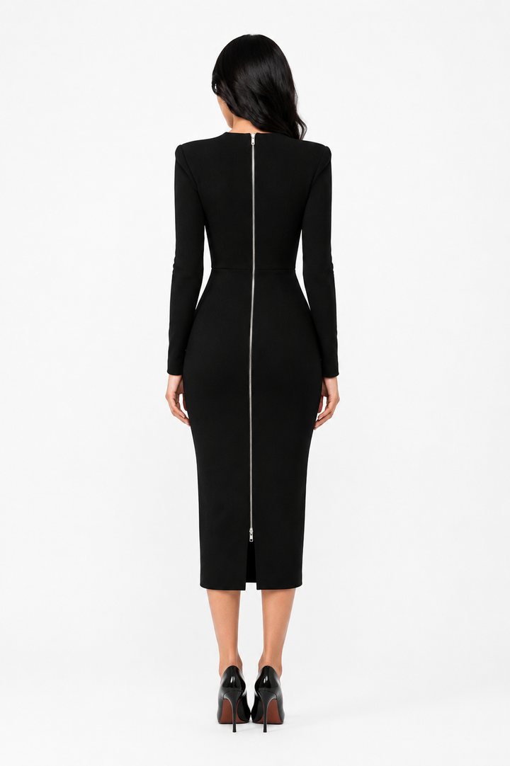 Asymmetric Zip Midi Dress – Voltage