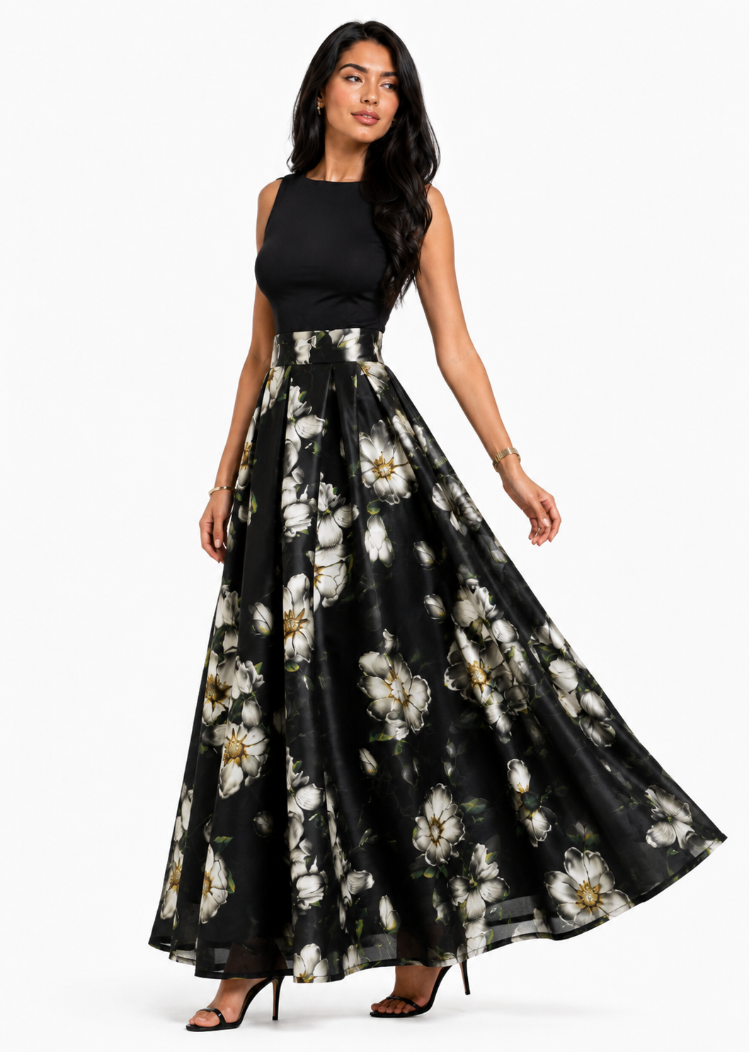 Floral High-Waisted A-Line Midi Skirt - Bloom