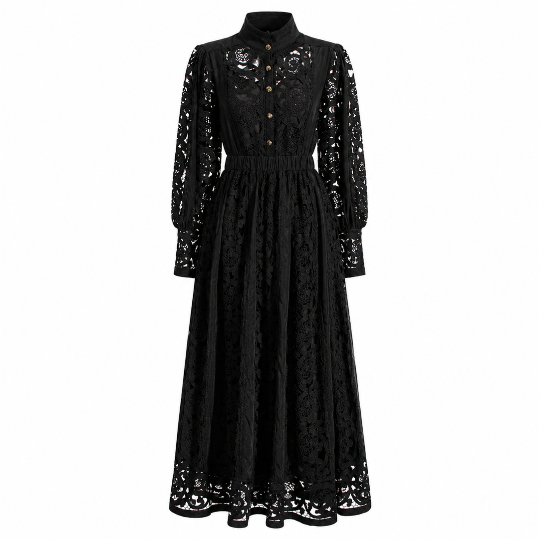 Black Lace Maxi Dress - Elegance