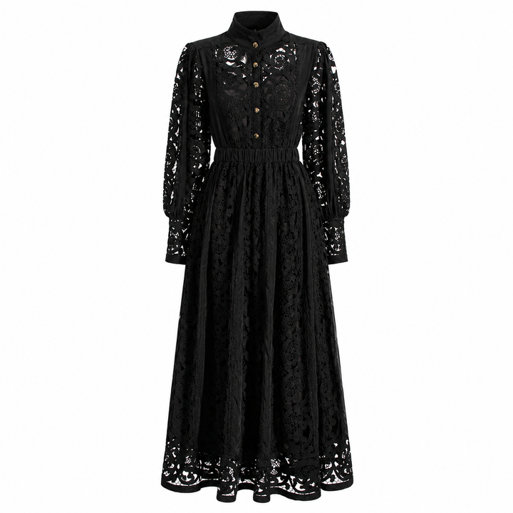 Black Lace Maxi Dress - Elegance