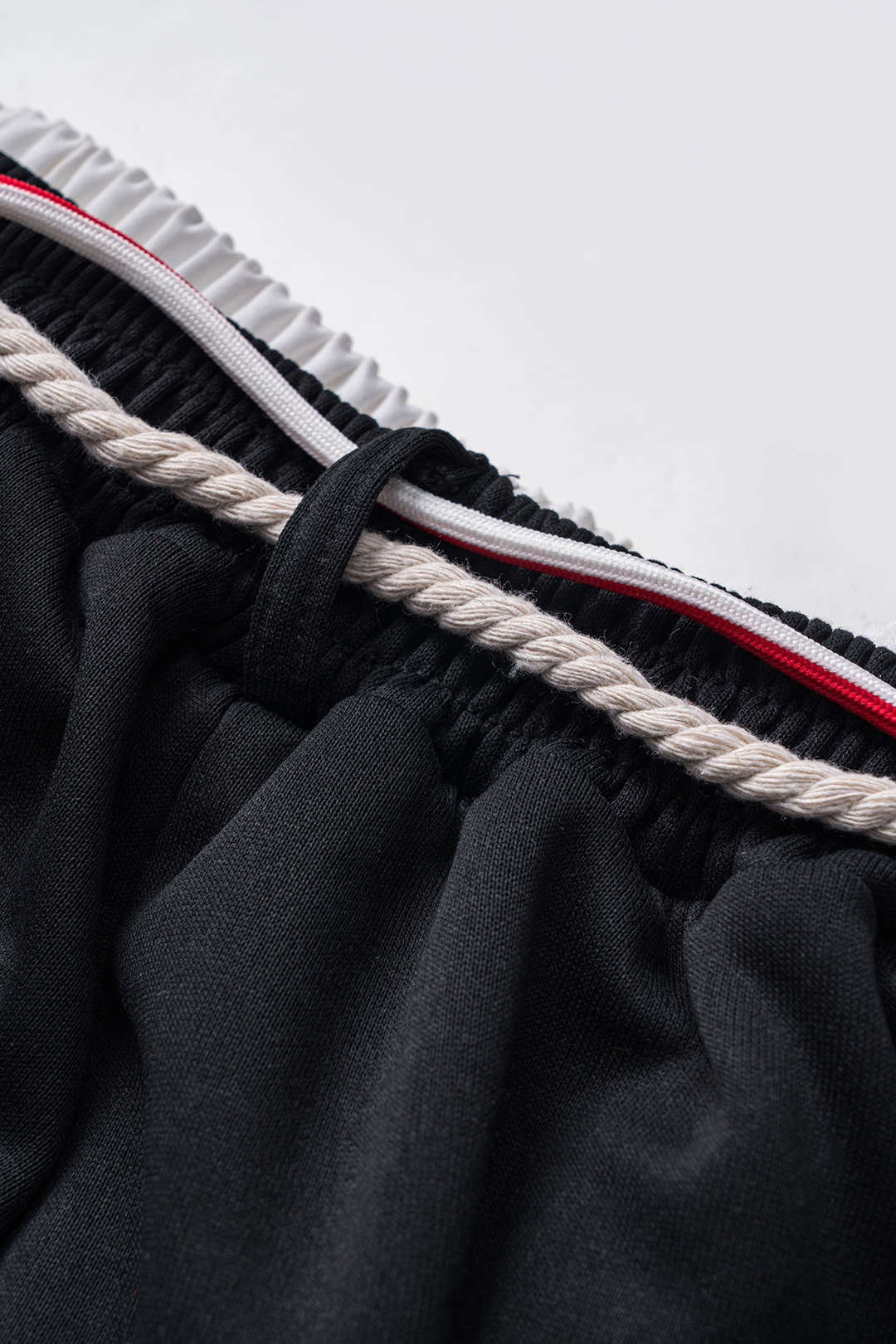 Contrast Ruched Double Waistband Tie Front Wide Leg Trousers