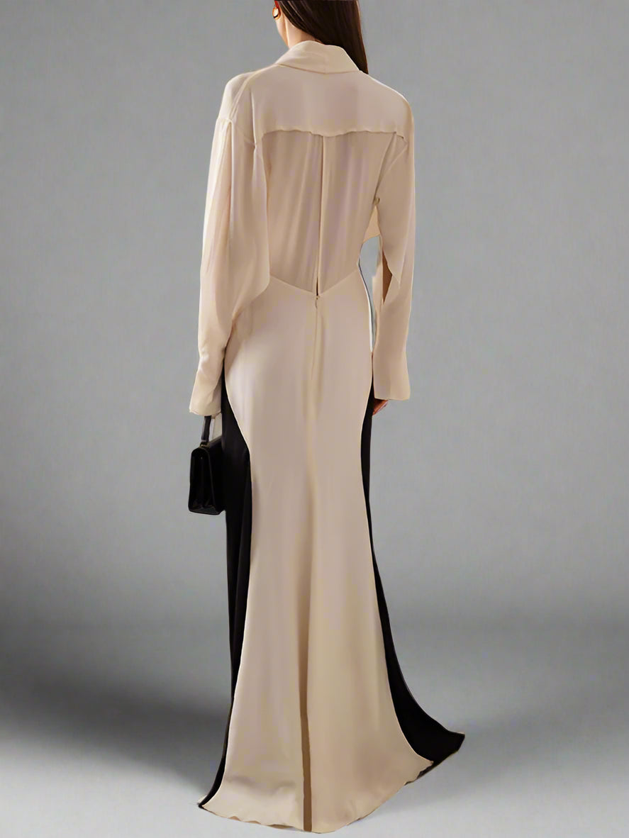 two-tone knotted drape gown – Slven