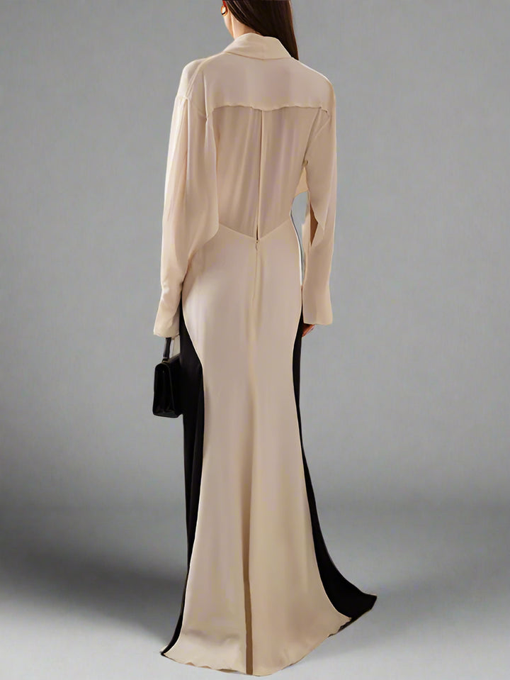 two-tone knotted drape gown – Slven