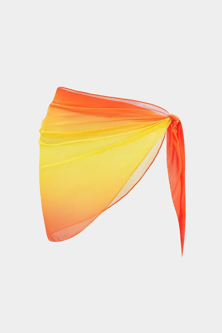Ombre Mesh Tie Asymmetrical Skirt