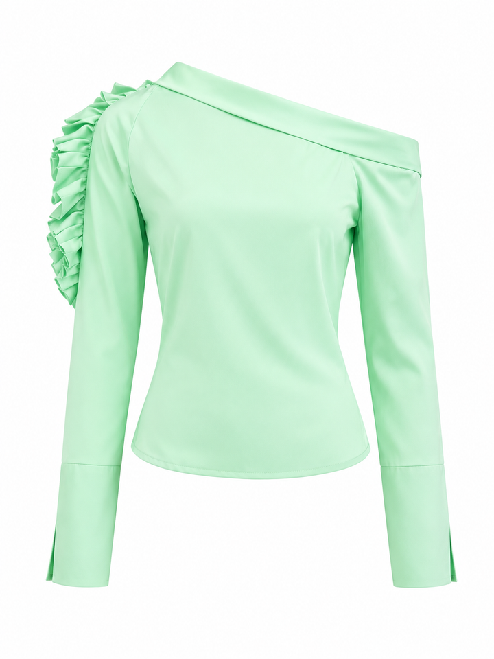 Mint One-Shoulder Ruffle Detail Top – VERDÉA
