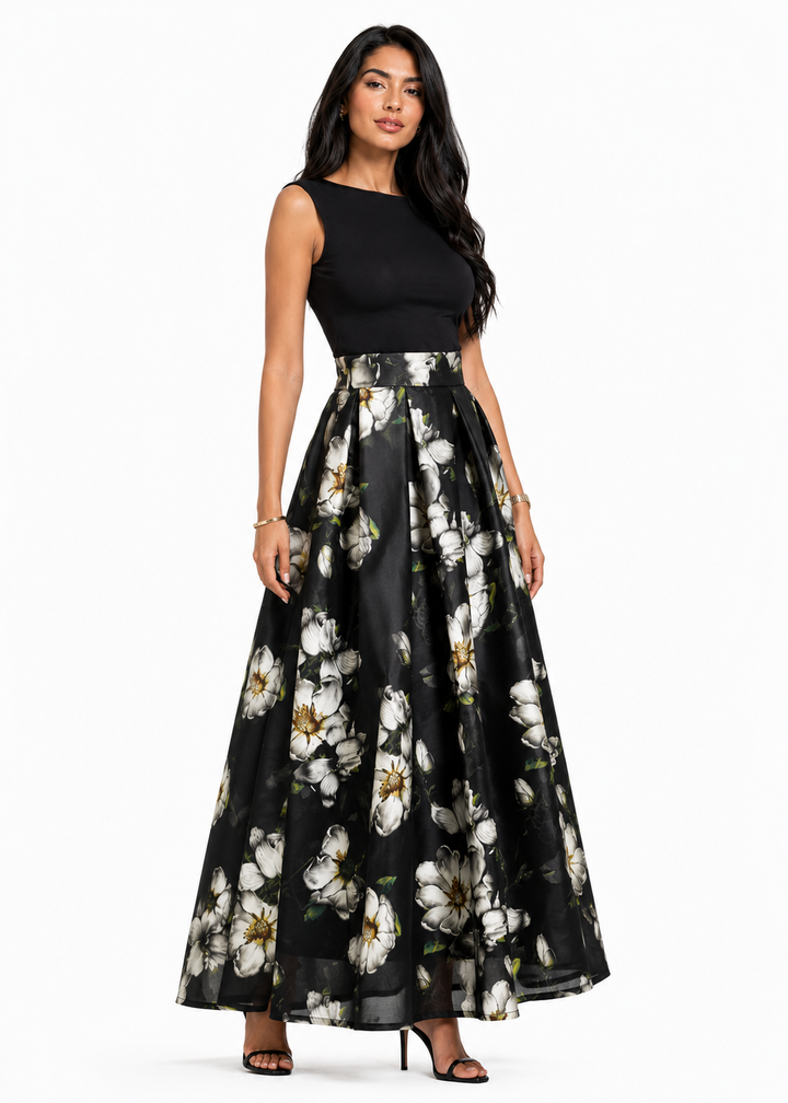 Floral High-Waisted A-Line Midi Skirt - Bloom