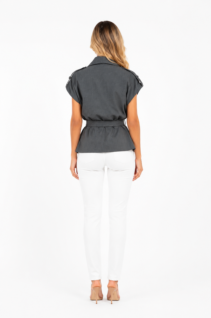 Draped Belted Vest Top - Aspen