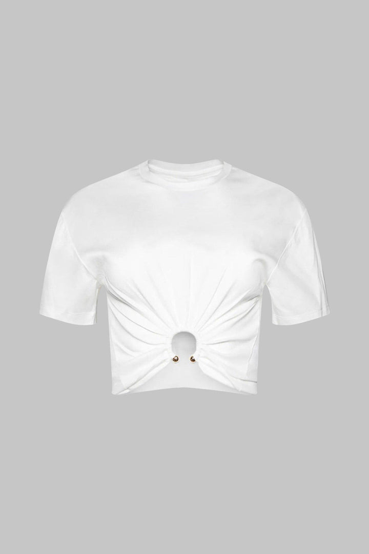 Metal Ruched Short Sleeve T-Shirt