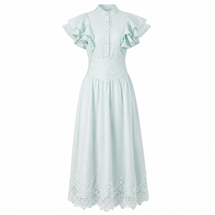 Vintage Lace Hem Midi Dress - Charm