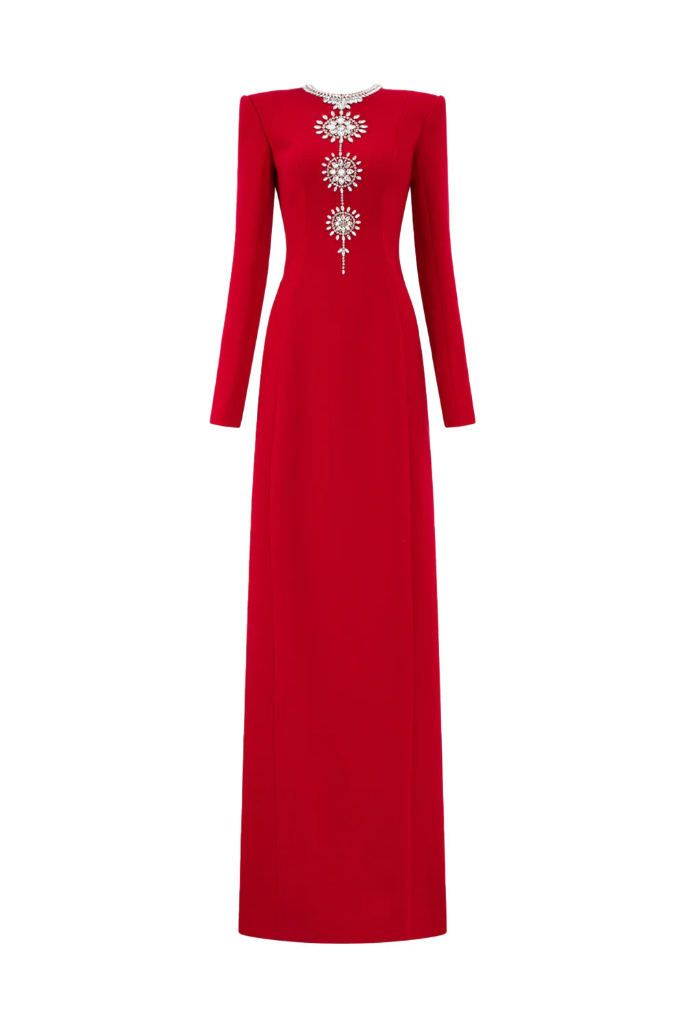 Long-sleeve column dress with crystal embellishments - Ashley