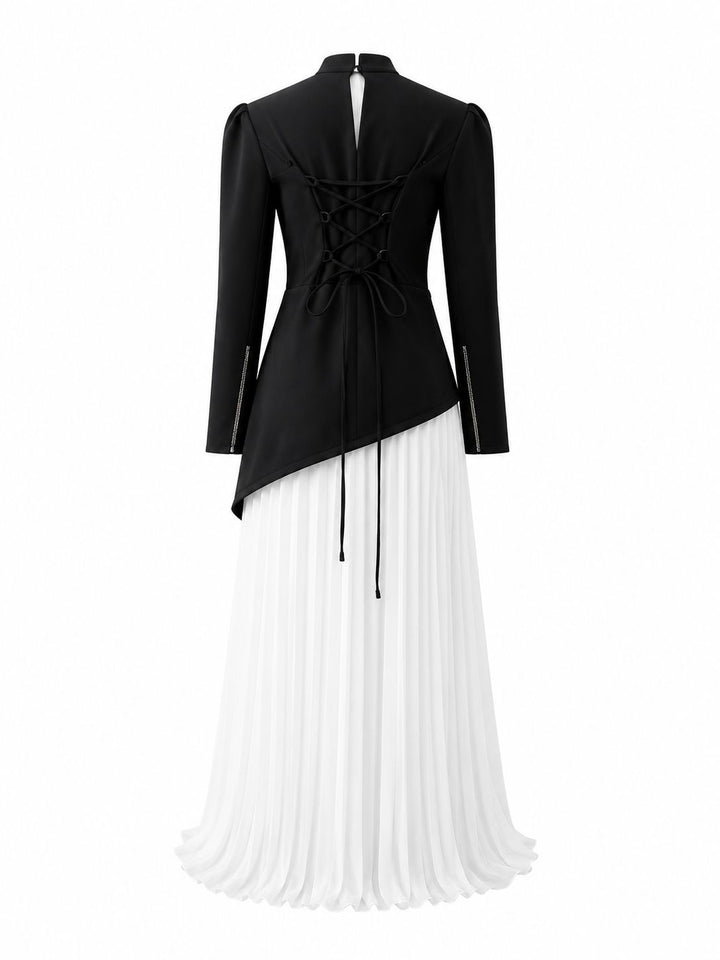 Pleated Chiffon Maxi Dress Set - Sky