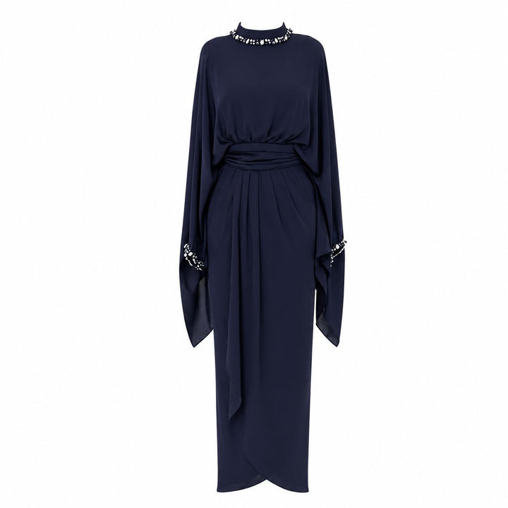 Crystal Collar Draped Maxi Dress - Grace