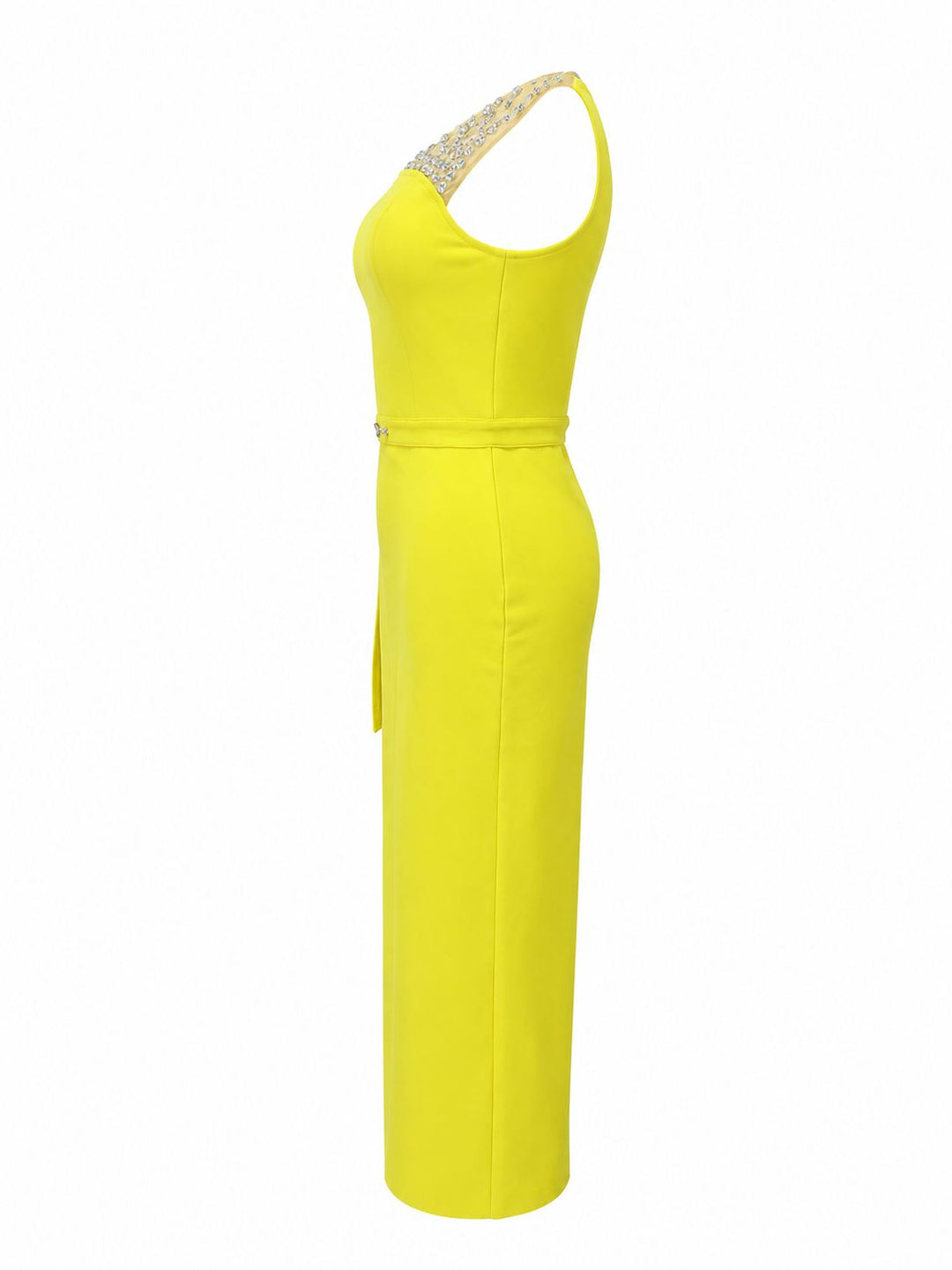 Crystal Embellished One-Shoulder Midi Dress - Radiance