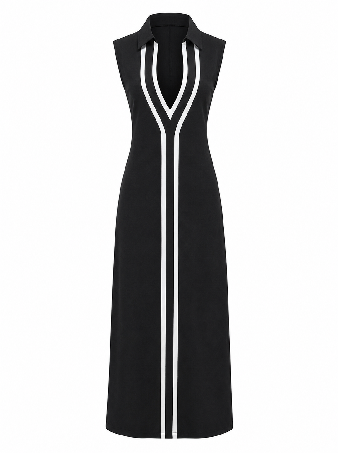Elegant Contrast Trim Midi Dress - Modern